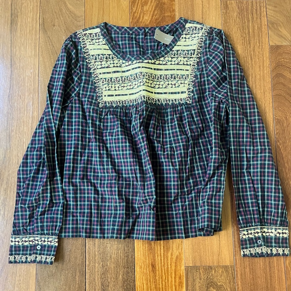 J. Crew plaid blouse NWT